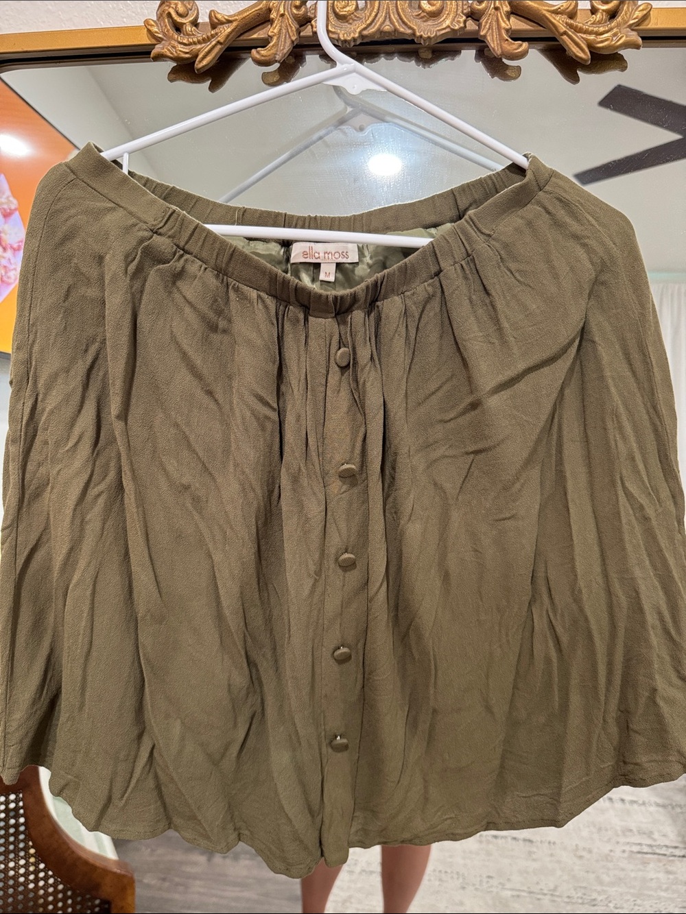 Ella Moss Olive Green Button-Front Skirt
